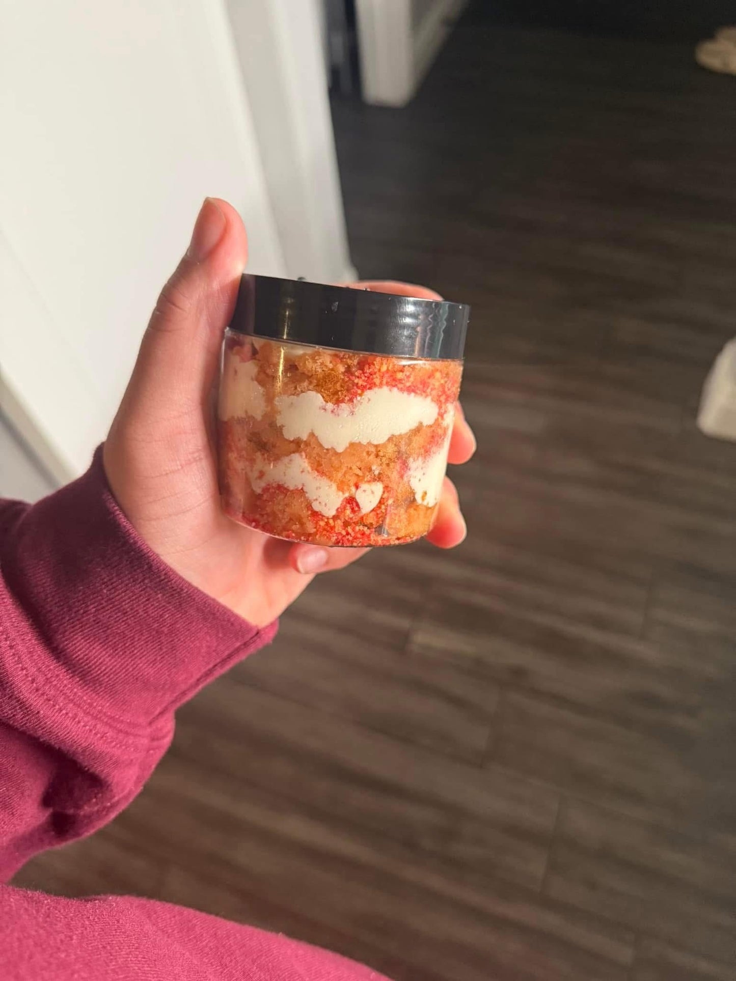 6oz Strawberry Crunch cheesecake cake jar
