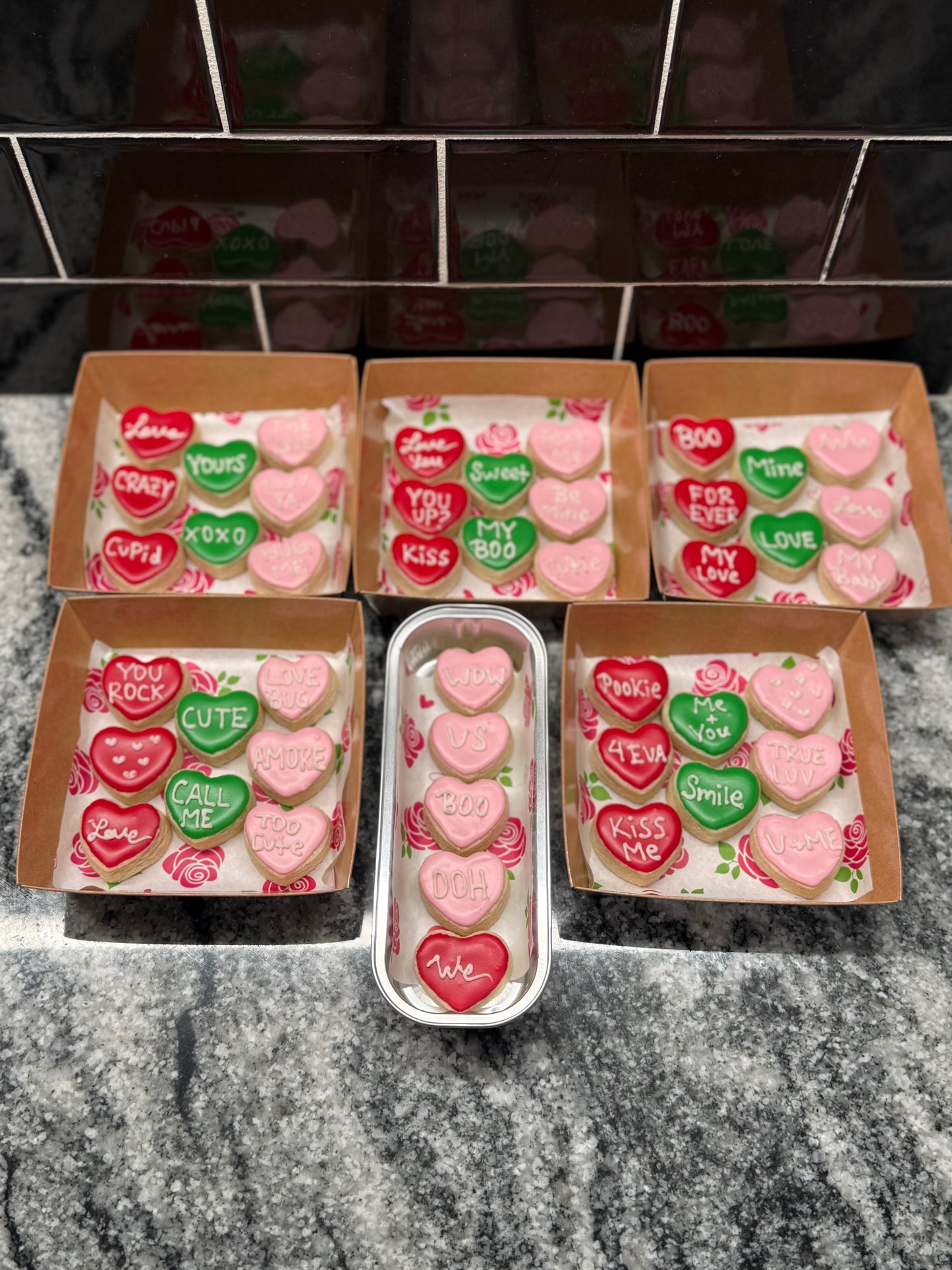 8 Mini Conversation heart Cut out vanilla sugar cookies
