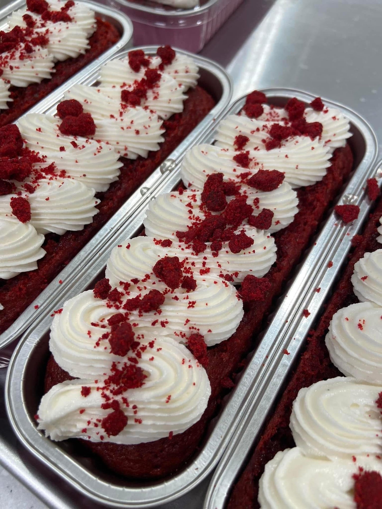 Red velvet buttercream mini loaf cake